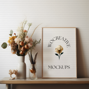 Boho Chic Floral Frame Mockup with Earthy Tones and Textures